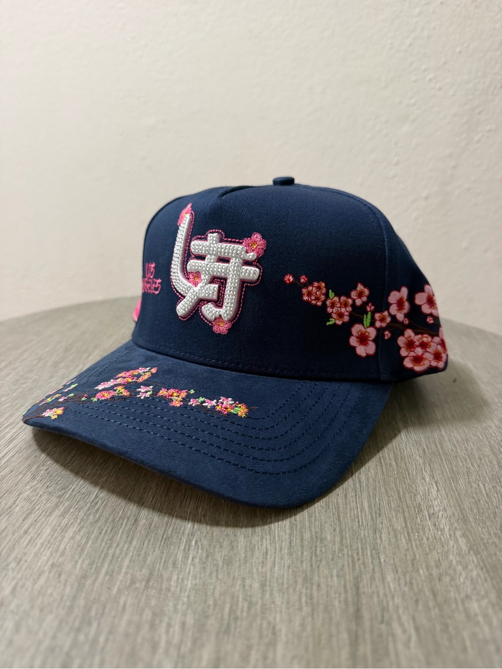 Floral Embroidered Navy Baseball Cap